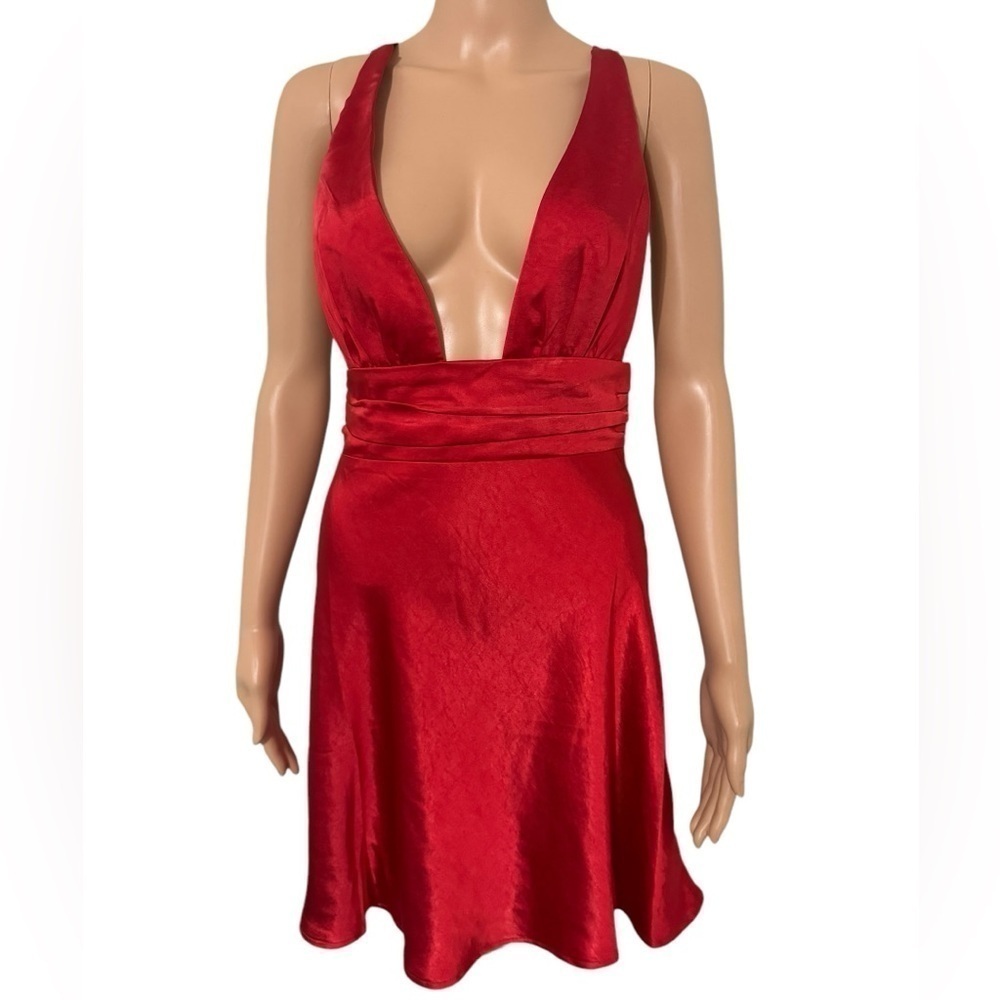 Angel Biba Red Satin Mini Dress